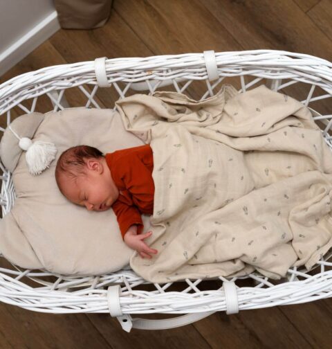 Baby im Stubenwagen